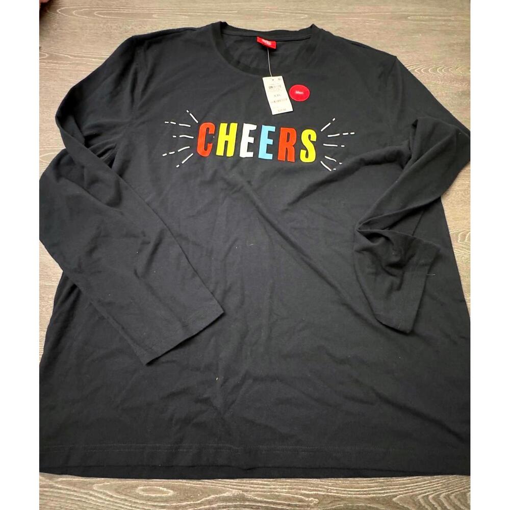 Macy's Black Cheers Long Sleeve Pajama Top Men Size XXL